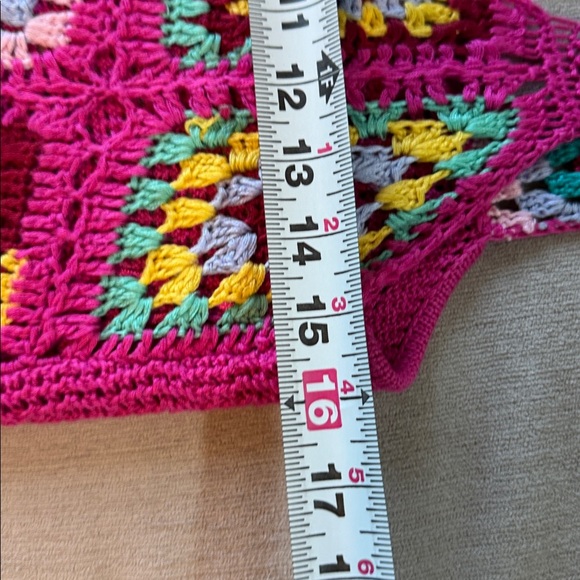 Cotton Emporium Patchwork Crochet Mini Dress Pink - Picture 7 of 9